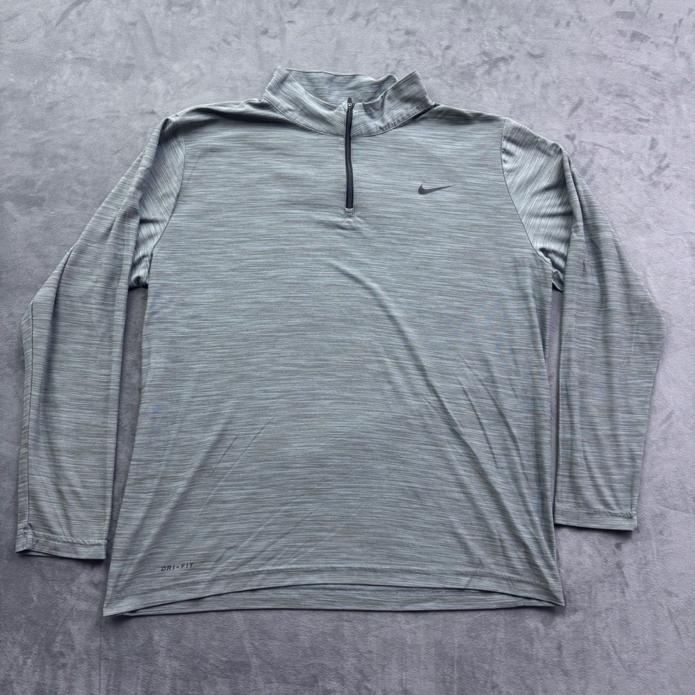 Nike Dri-FIT Mens XL Grey Heathered Space Dye Quarter Zip Pullover Long Sleeve